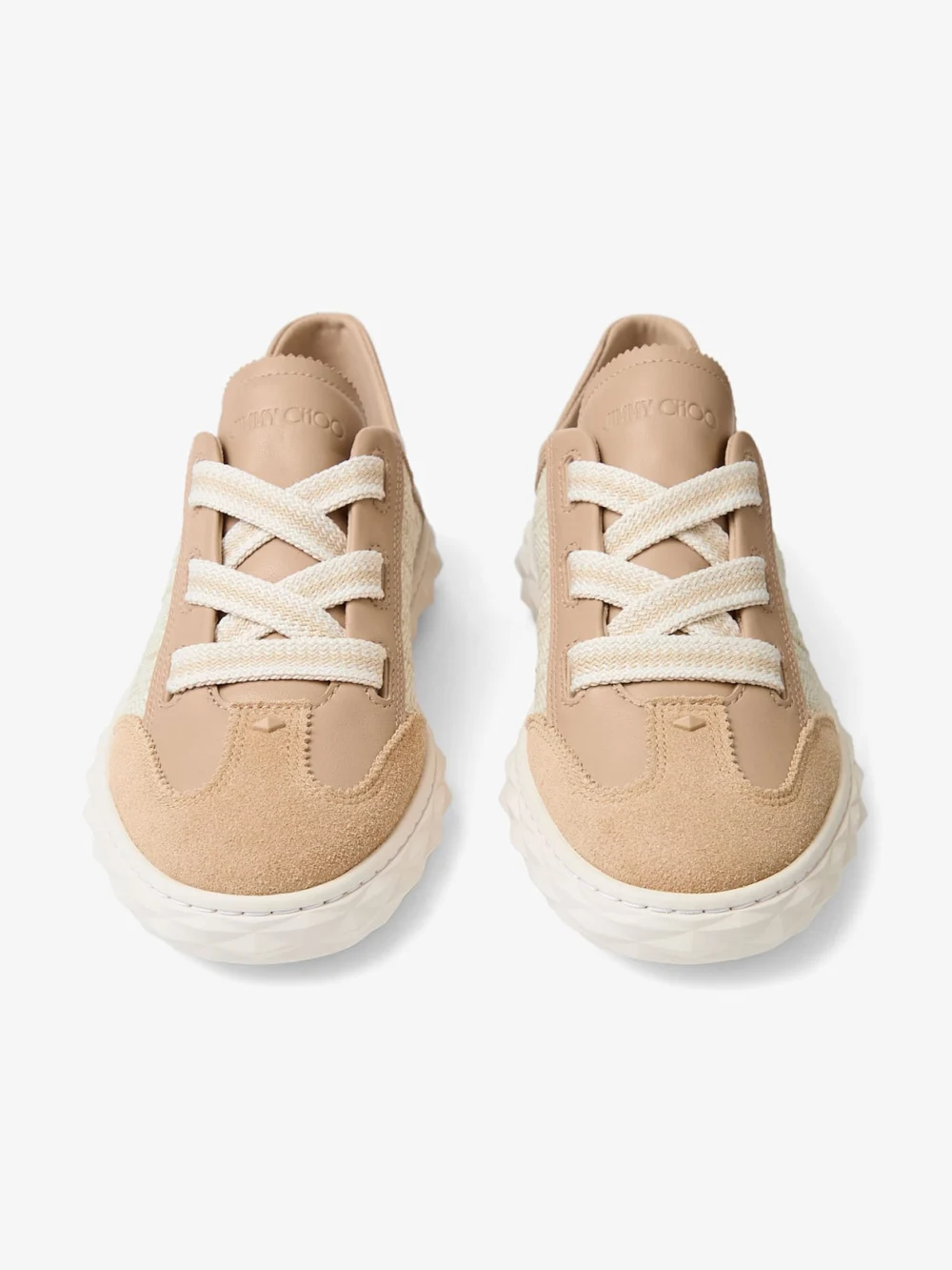 Jimmy Choo Diamond Light Flex F Chai and Natural Leather Mix and Fine Raffia Trainers, another view