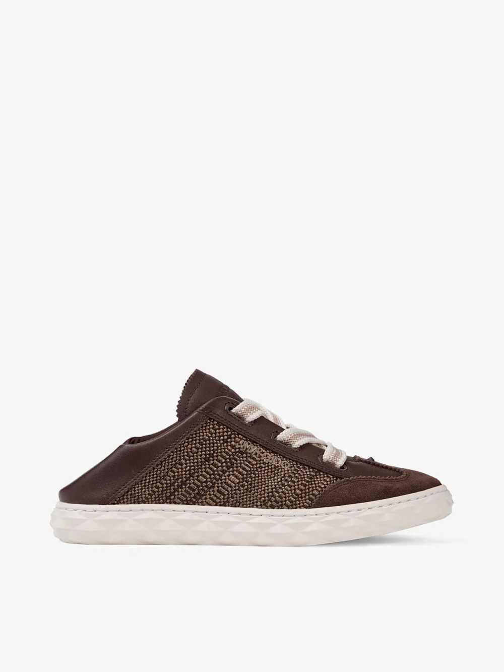 Jimmy Choo Diamond Light Flex F Chocolate and Latte Leather Mix and Fine Raffia Trainers, another view