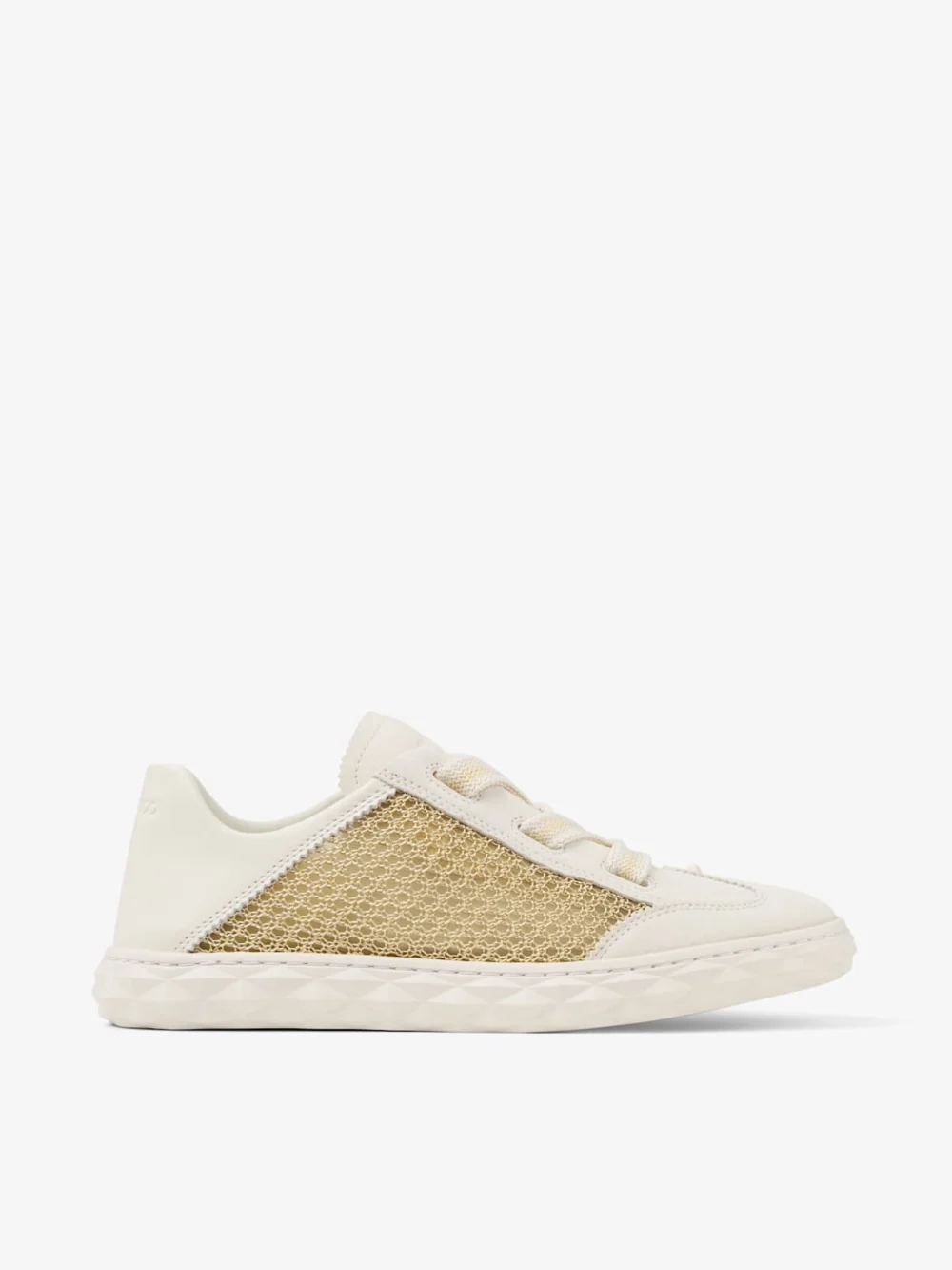 Jimmy Choo Diamond Light Flex F Gold and Latte Leather Mix and Metallic Woven Mesh Trainers in v gold