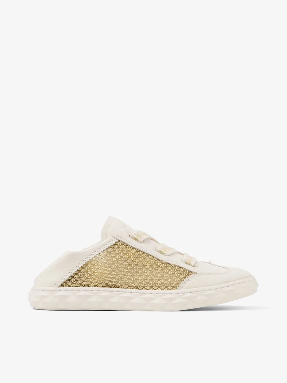 Jimmy Choo Diamond Light Flex F Gold and Latte Leather Mix and Metallic Woven Mesh Trainers, another view