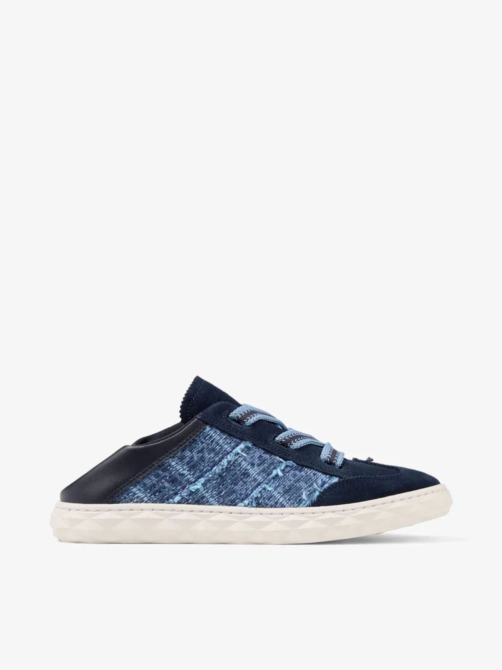 Jimmy Choo Diamond Light Flex F Marine Leather Mix and Crosshatch Denim Trainers, another view