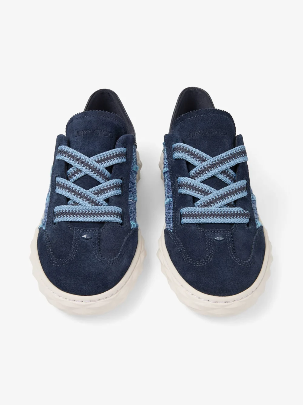 Jimmy Choo Diamond Light Flex F Marine Leather Mix and Crosshatch Denim Trainers, another view
