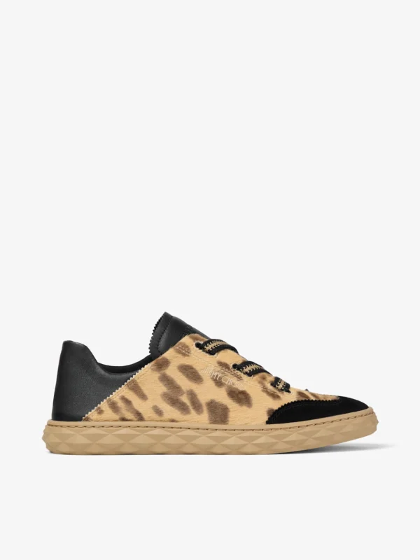 Jimmy Choo Diamond Light Flex F Natural Leopard Print Pony Leather Trainers