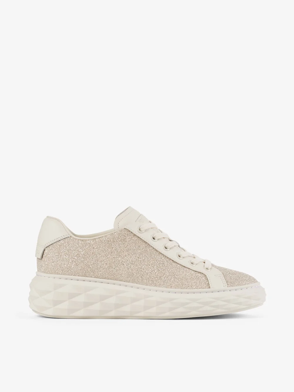 Jimmy Choo Diamond Light Maxi F Light Soft Gold Caviar Glitter and Leather Mix Trainers in v light soft gold