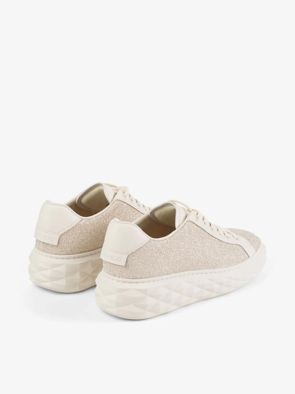 Jimmy Choo Diamond Light Maxi F Light Soft Gold Caviar Glitter and Leather Mix Trainers, another view