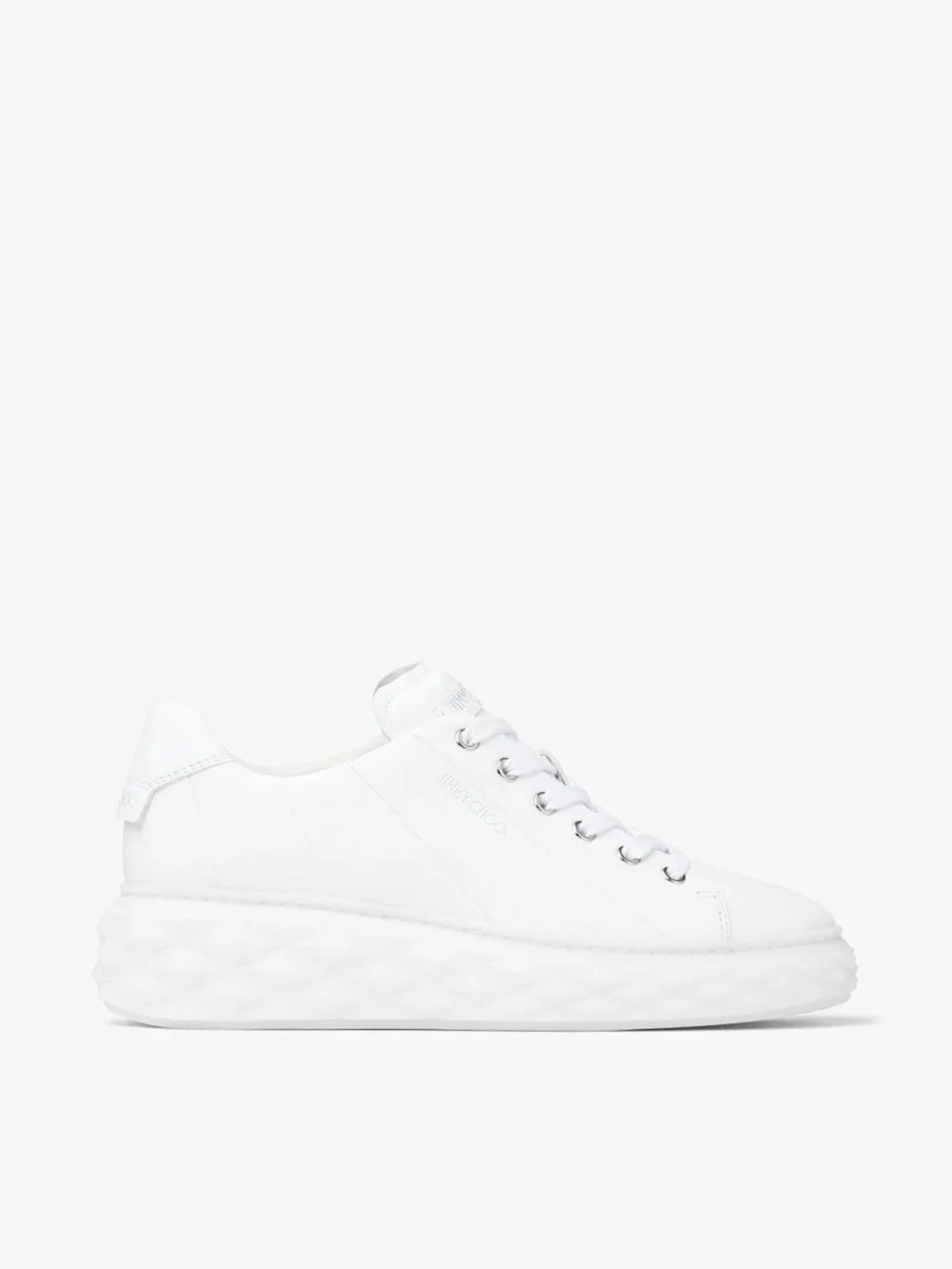 Jimmy Choo Diamond Light Maxi F White Nappa Leather Low Top Trainers with Platform Sole in v white