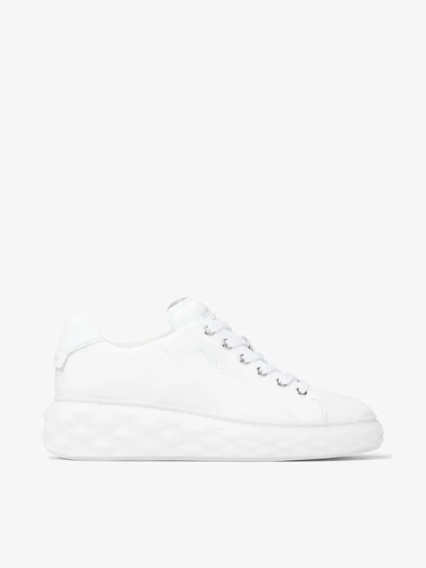 Jimmy Choo Diamond Light Maxi F White Nappa Leather Low Top Trainers with Platform Sole
