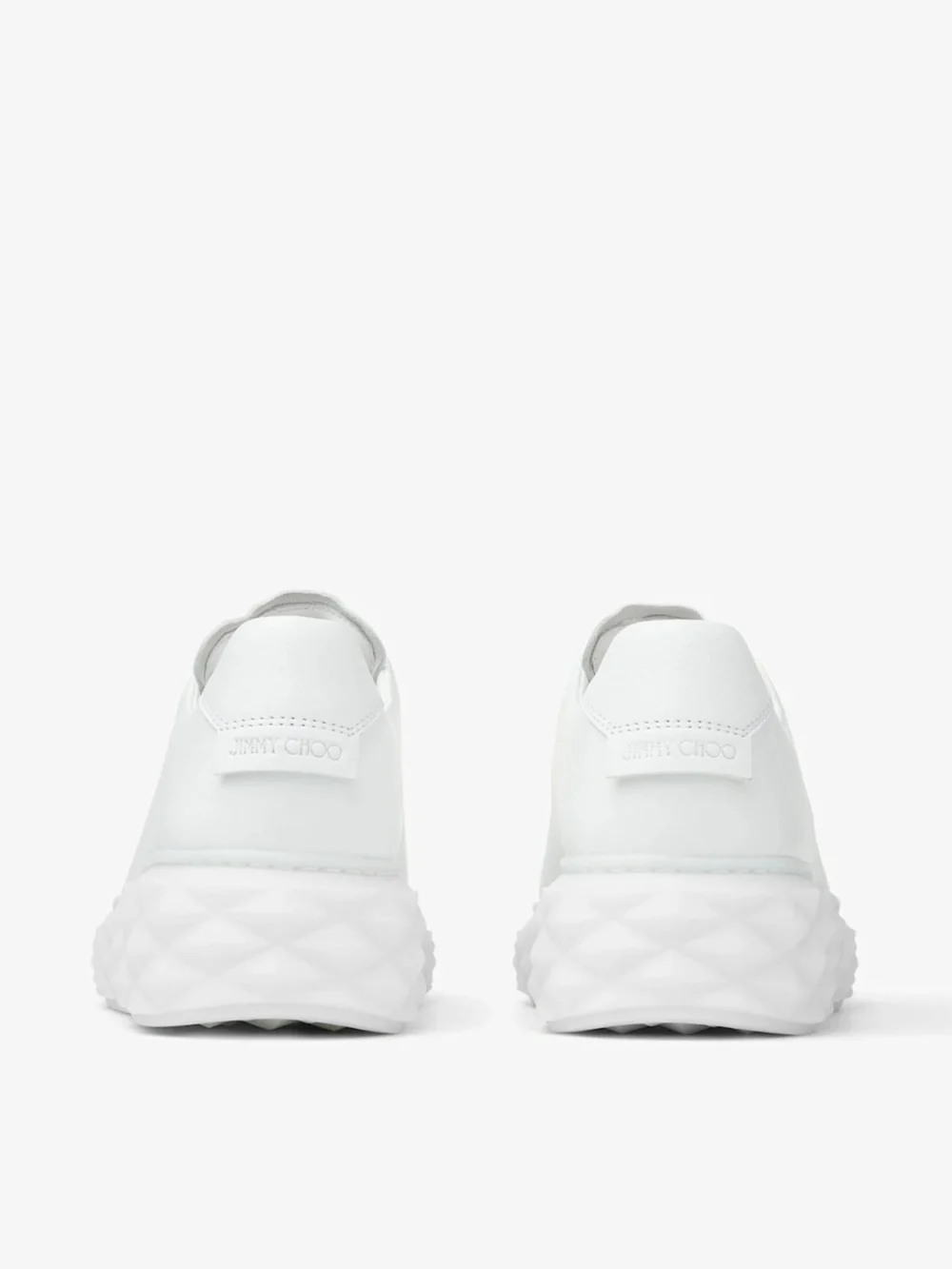 Jimmy Choo Diamond Light Maxi F White Nappa Leather Low Top Trainers with Platform Sole, another view