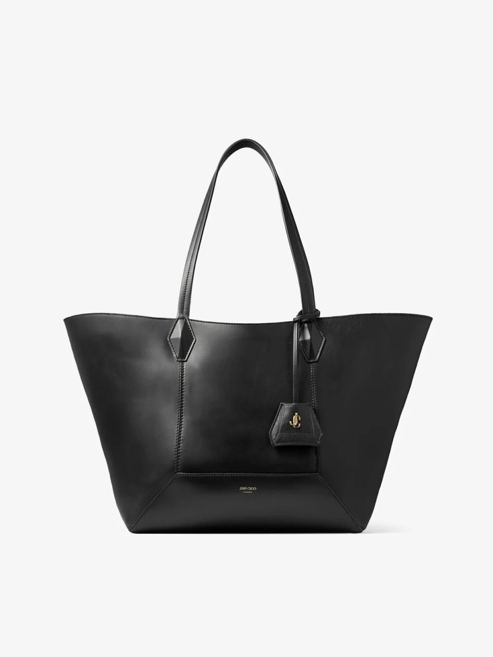 Jimmy Choo Diamond Tote Medium Black Calf Leather Tote Bag in black