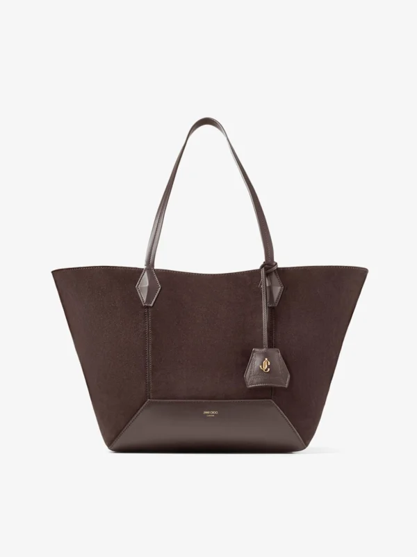 Jimmy Choo Diamond Tote Medium Coffee Suede Tote Bag