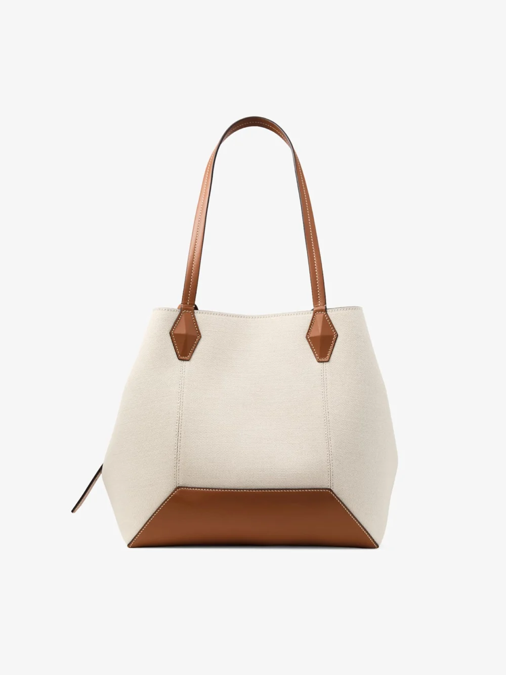 Jimmy Choo Diamond Tote Medium Natural and Tan Recycled Canvas Tote Bag with Leather Trim, another view