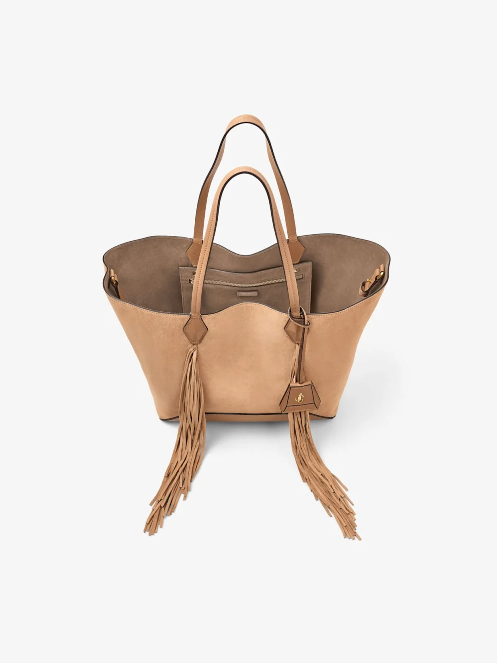 Jimmy Choo Diamond Tote Medium Toffee Suede Tote Bag with Fringes, another view