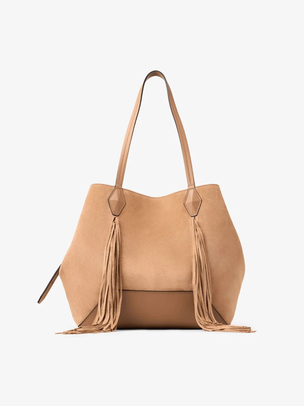 Jimmy Choo Diamond Tote Medium Toffee Suede Tote Bag with Fringes, another view