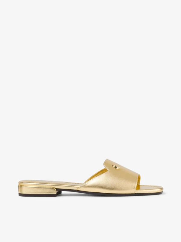 Jimmy Choo Dina Flat Gold Metallic Nappa Flats