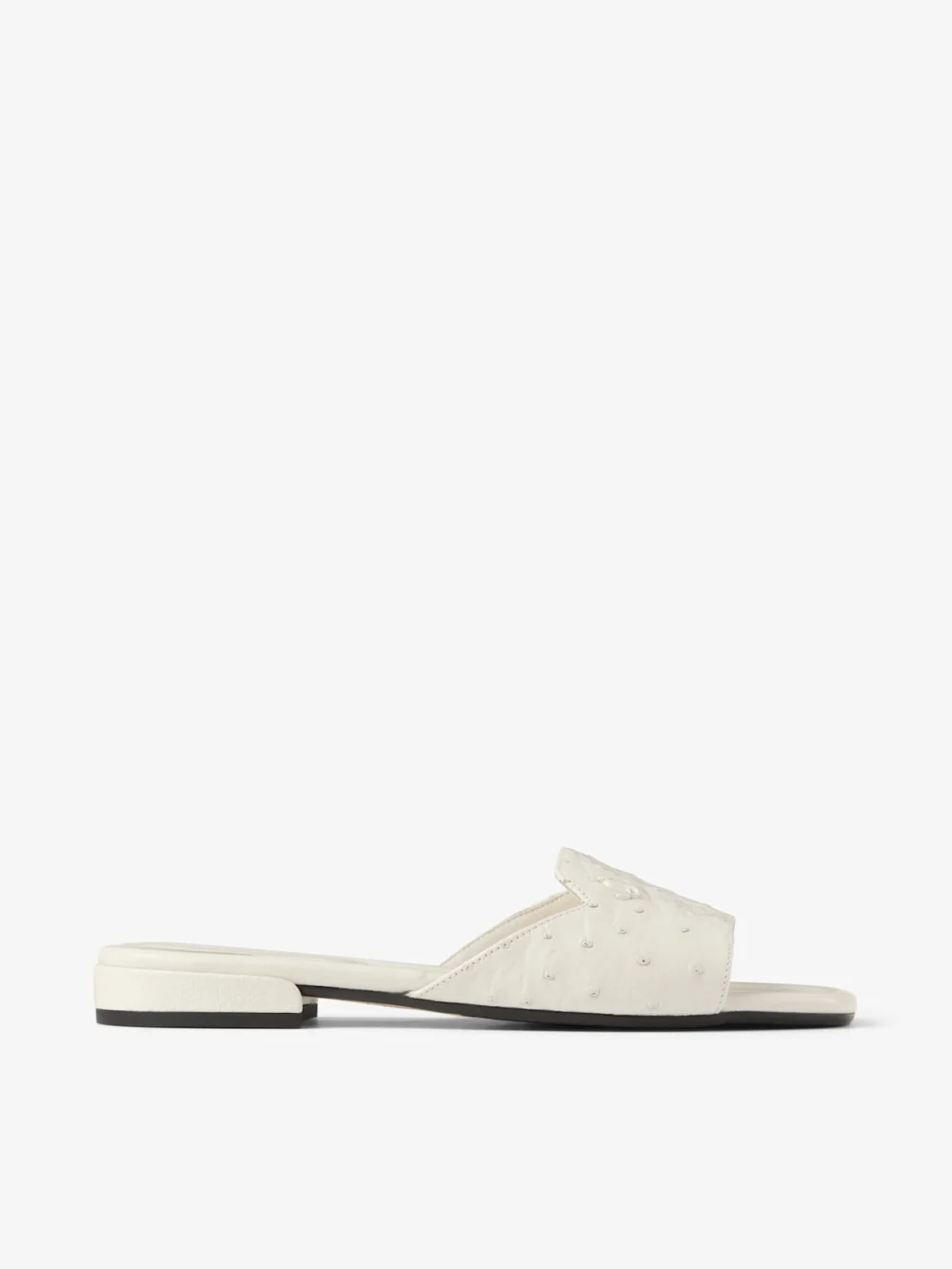 Jimmy Choo Dina Flat Latte Ostrich Leather Flats in neutral