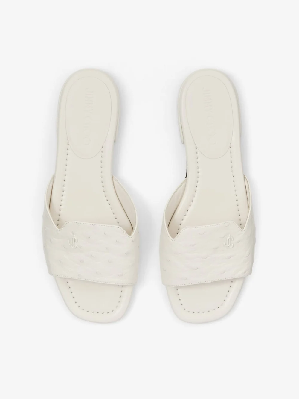 Jimmy Choo Dina Flat Latte Ostrich Leather Flats, another view