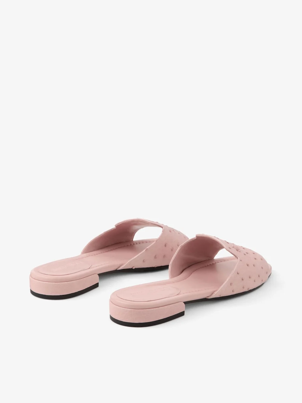 Back view of the Jimmy Choo Dina Flat Rose Ostrich Leather Flats