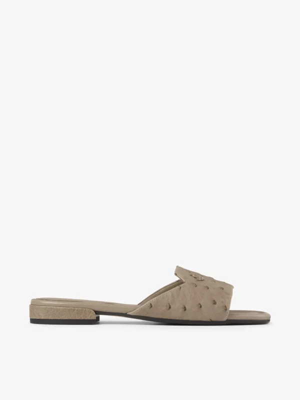 Jimmy Choo Dina Flat Taupe Ostrich Leather Flats