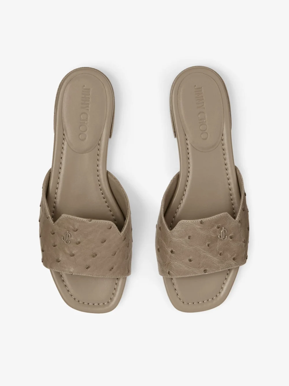 Jimmy Choo Dina Flat Taupe Ostrich Leather Flats, another view
