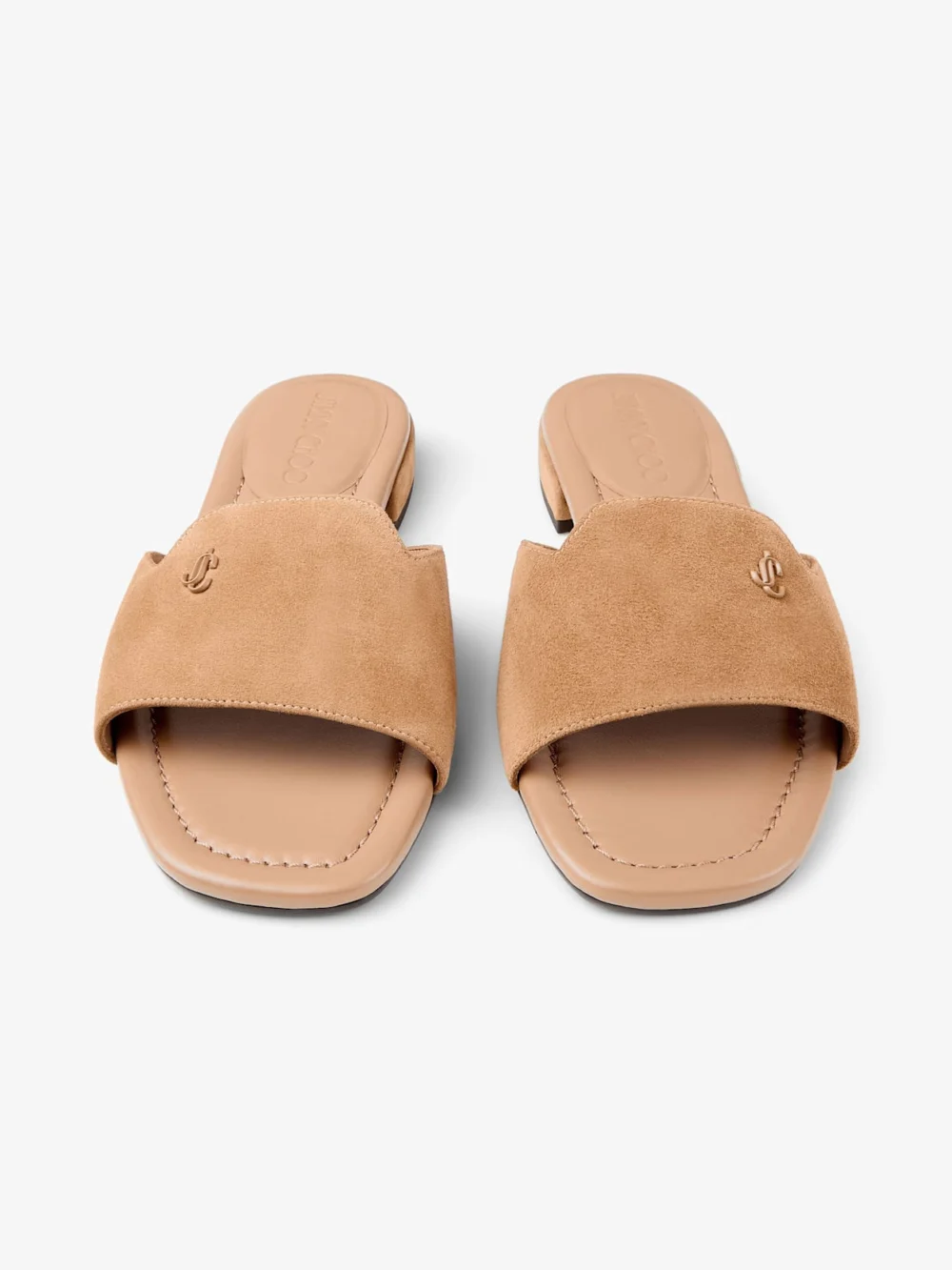 Back view of the Jimmy Choo Dina Flat Toffee Suede Flats