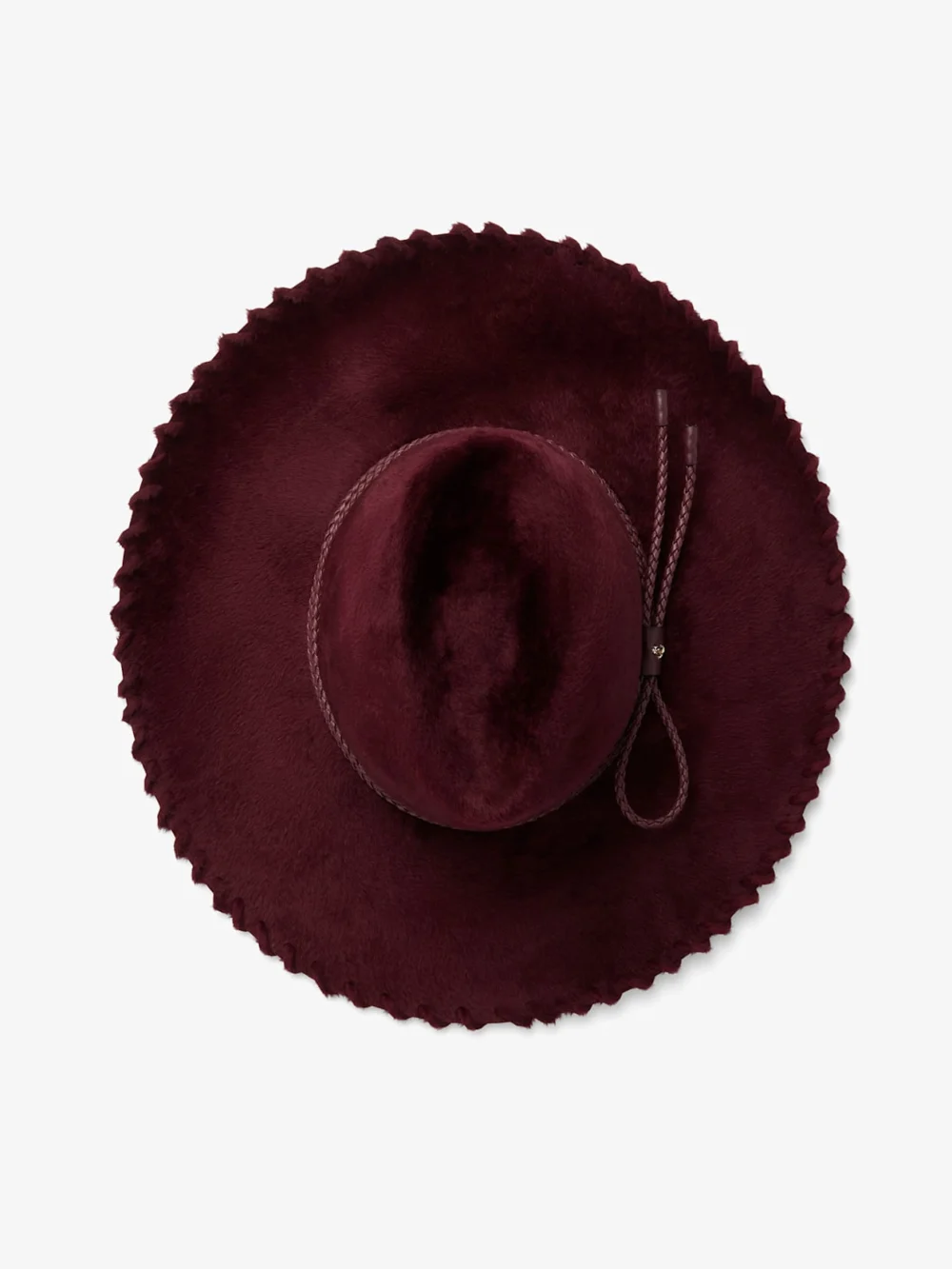Side view of the Jimmy Choo Dori Deep Merlot Felt Hat
