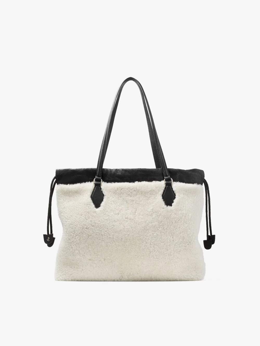 Jimmy Choo Drawstring Tote Medium Natural Shearling Drawstring Tote with Leather Trims, another view