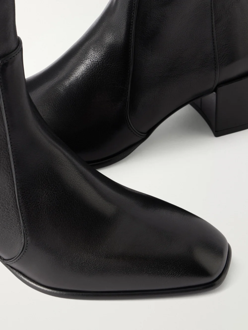 Close-up detail of the Jimmy Choo Eliot 45 Full-grain Leather Ankle Boots