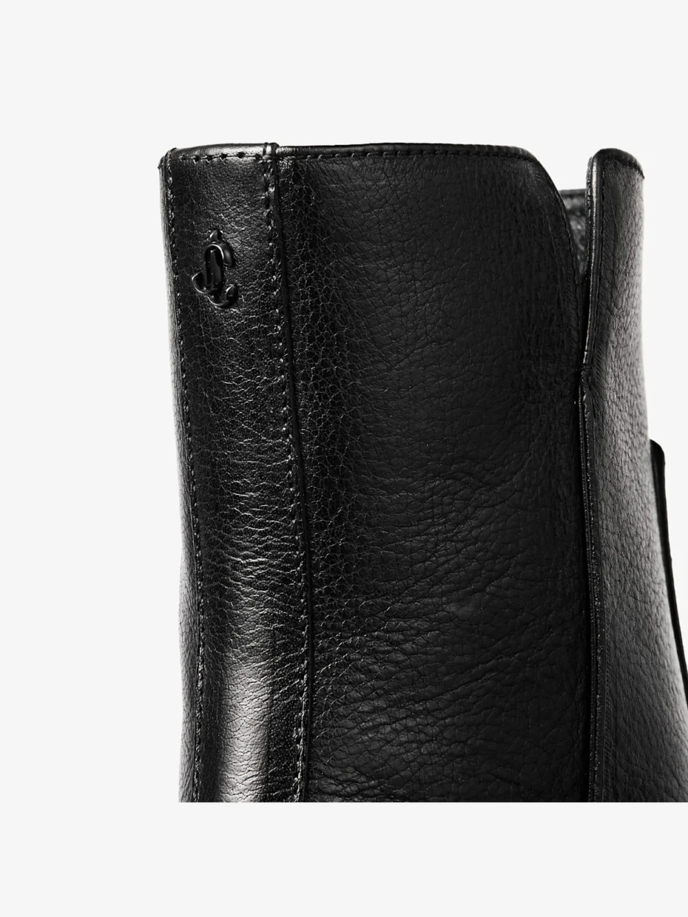 Close-up detail of the Jimmy Choo Eliot Ankle Boot 45 Black Vintage Leather Ankle Boots