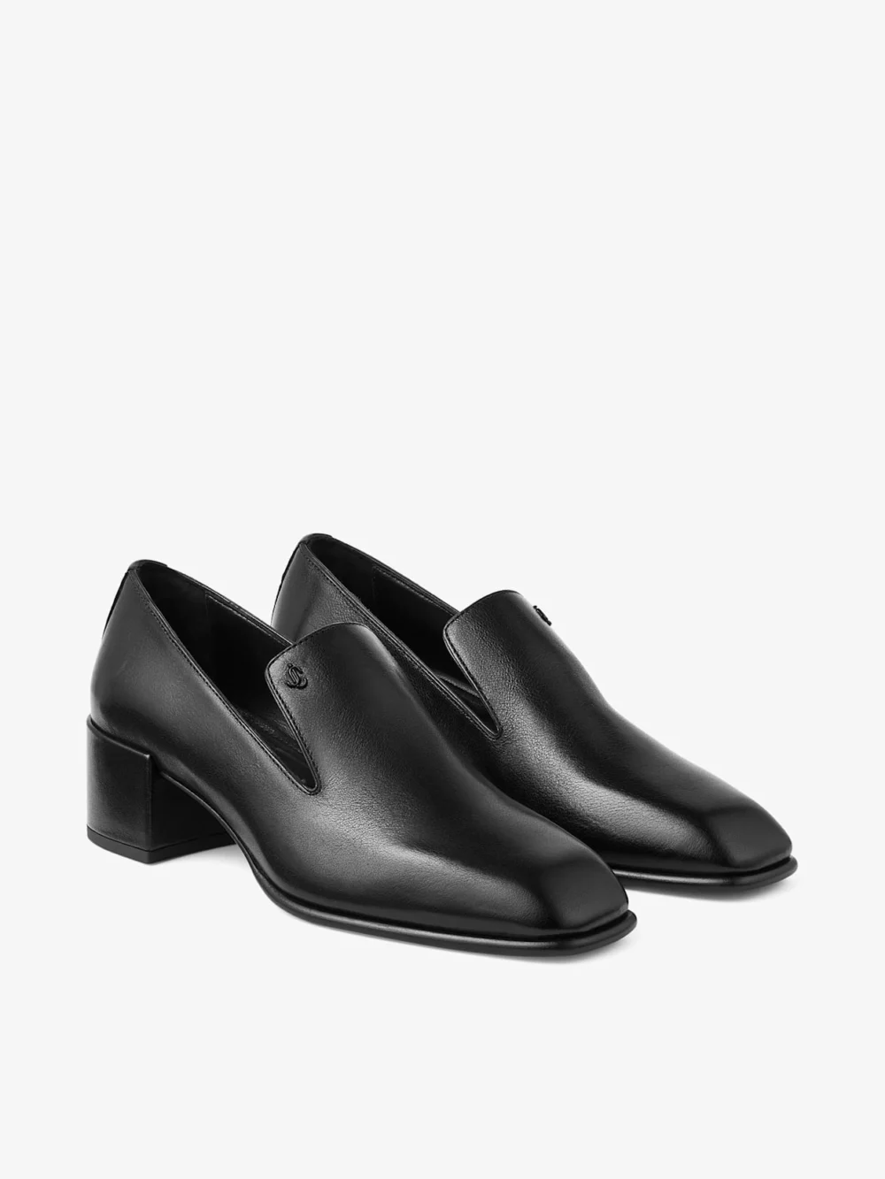 Side view of the Jimmy Choo Eliot Slipper 45 Black Vintage Leather Slippers