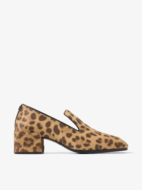 Jimmy Choo Eliot Slipper 45 Natural Leopard Print Pony Leather Slippers