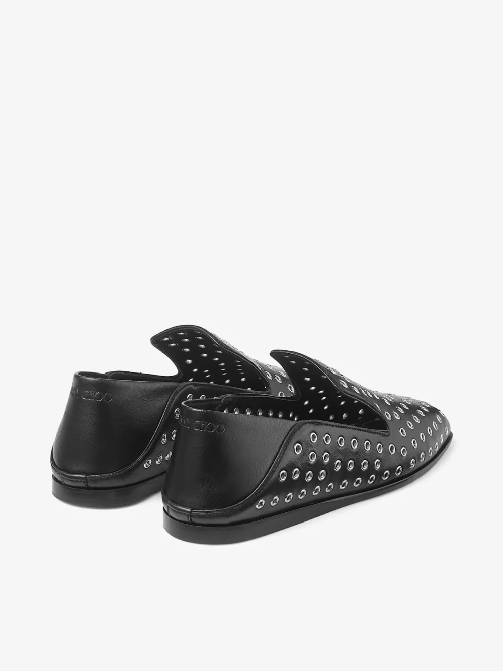 Jimmy Choo Eliot Slipper Black Metallic Nappa Leather Slippers with Eyelets, another view