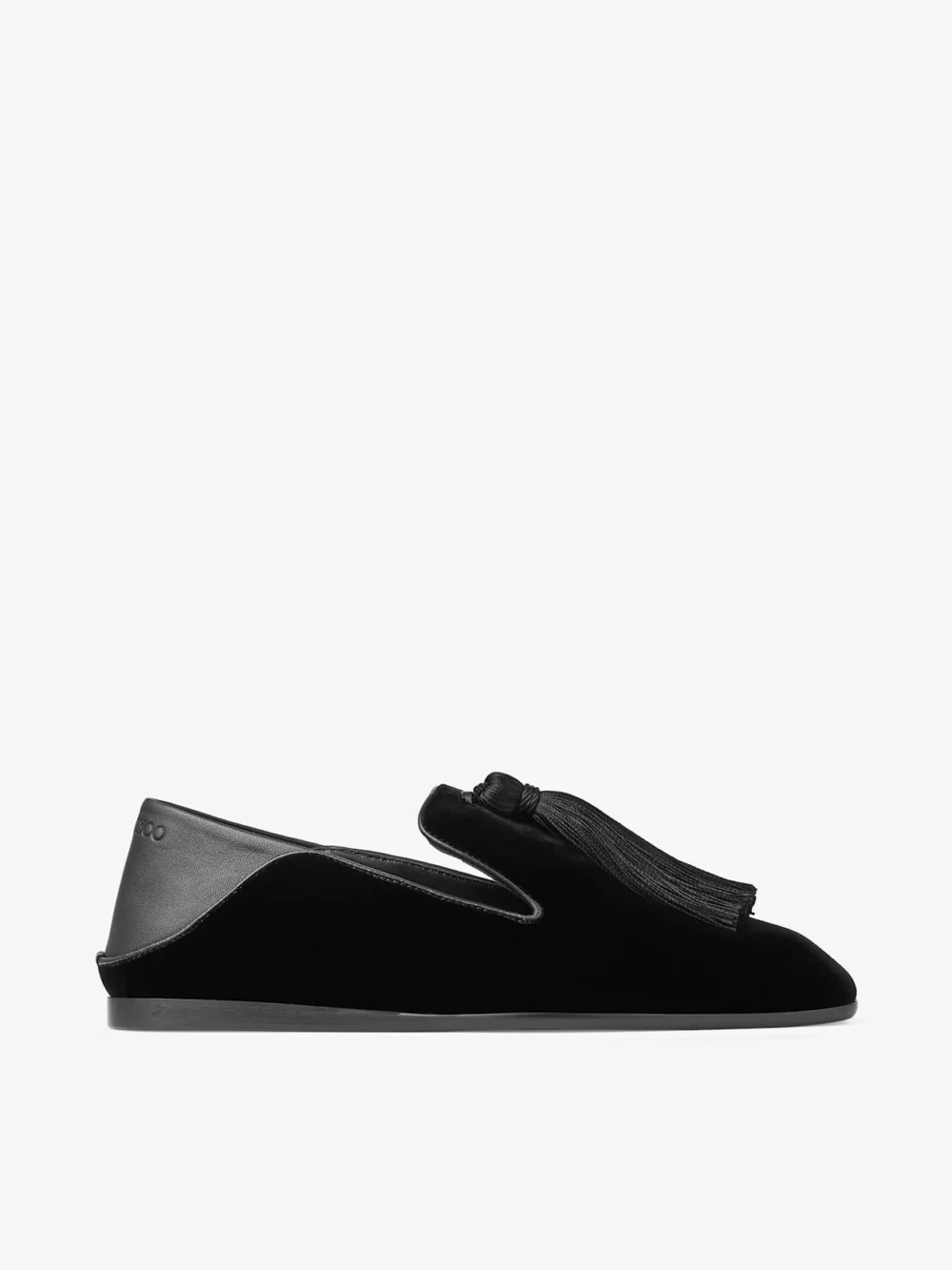 Jimmy Choo Eliot Slipper Black Velvet Slippers with Tassel in black