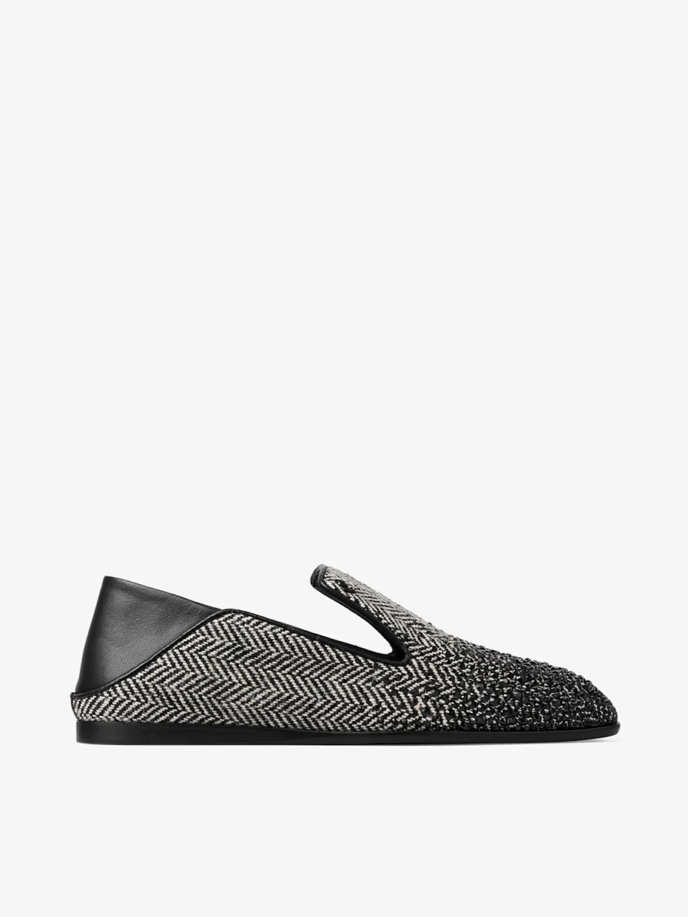 Jimmy Choo Eliot Slipper F Grey and Black Crystal Embellished Herringbone Slippers in grey