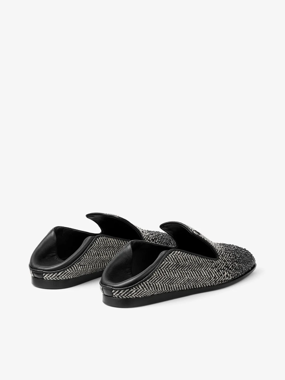 Jimmy Choo Eliot Slipper F Grey and Black Crystal Embellished Herringbone Slippers, another view