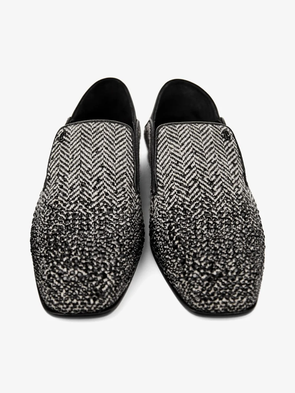 Jimmy Choo Eliot Slipper F Grey and Black Crystal Embellished Herringbone Slippers, another view