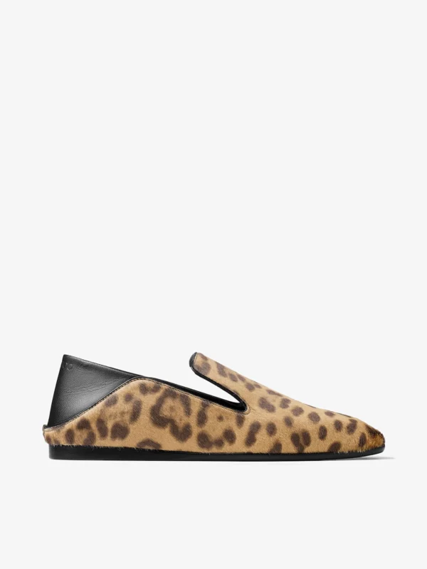 Jimmy Choo Eliot Slipper Natural Leopard Print Pony Leather Slippers