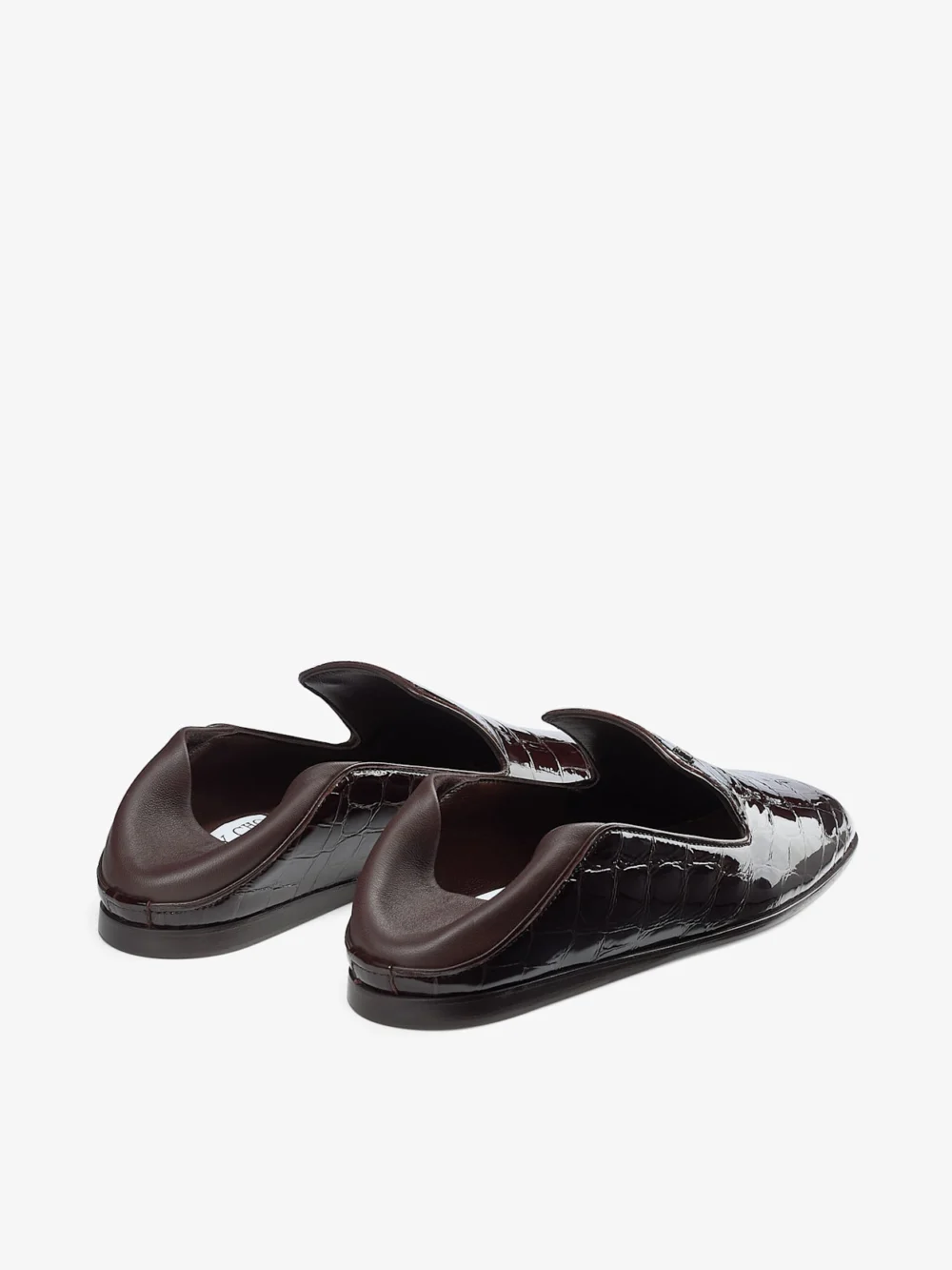 Back view of the Jimmy Choo Eliot Slipper Sambuco Croc Embossed Leather Slippers