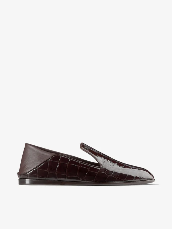 Jimmy Choo Eliot Slipper Sambuco Croc Embossed Leather Slippers