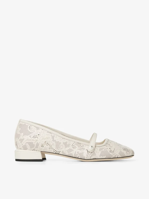 Jimmy Choo Elisa Ballerina Latte Jimmy Choo Perforated Nappa Lace Ballerina Pumps