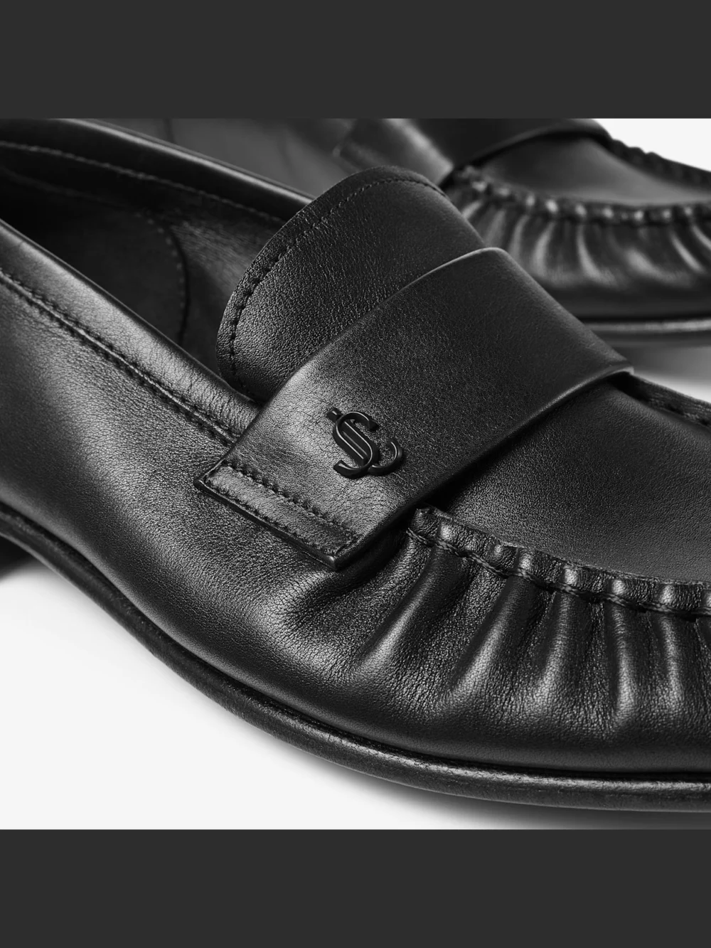 Back view of the Jimmy Choo Ellis Loafer F Black Soft Leather Loafers