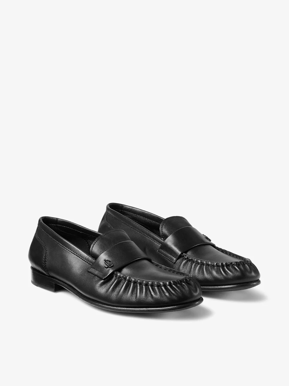 Close-up detail of the Jimmy Choo Ellis Loafer F Black Soft Leather Loafers