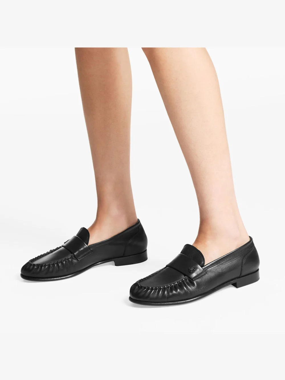 Side view of the Jimmy Choo Ellis Loafer F Black Soft Leather Loafers