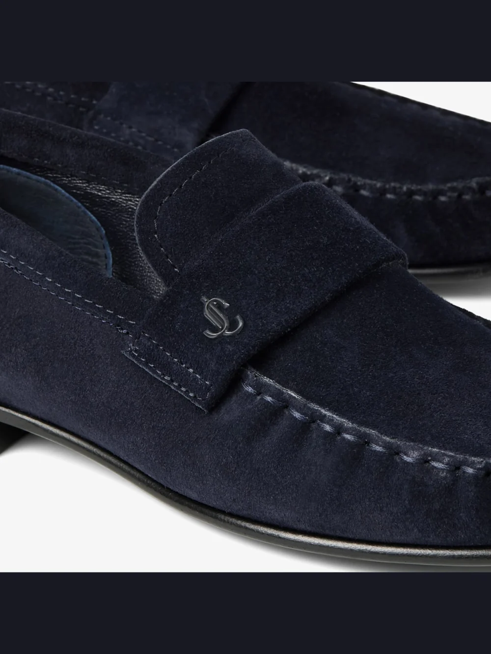 Back view of the Jimmy Choo Ellis Loafer F Marine Suede Loafers