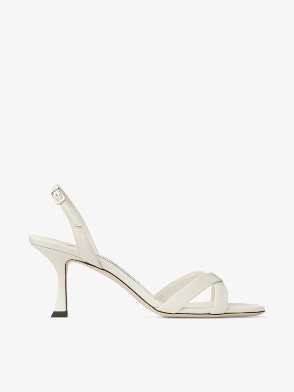 Jimmy Choo Elsy 70 Latte Nappa Leather Crossover Slingback