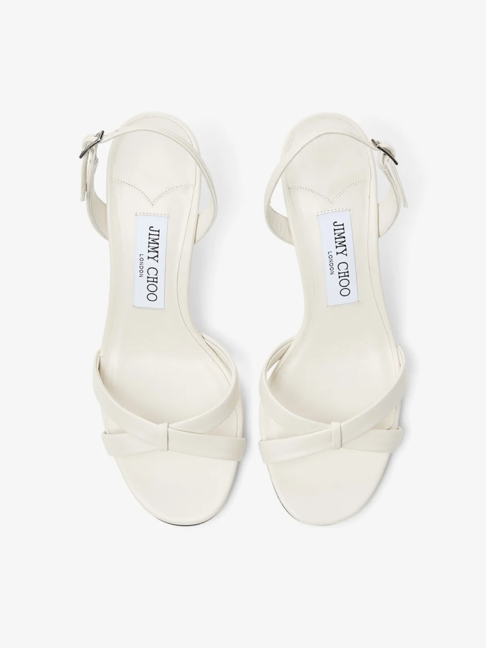 Jimmy Choo Elsy 70 Latte Nappa Leather Crossover Slingback, another view