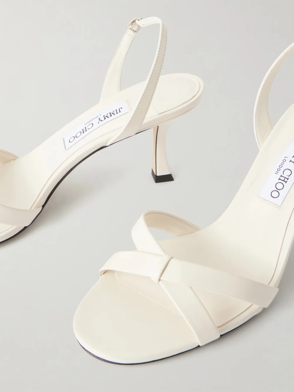 Close-up detail of the Jimmy Choo Elsy 70 Leather Slingback Sandals