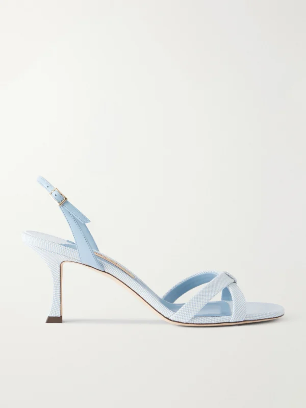Jimmy Choo Elsy 70 Leather-trimmed Canvas Slingback Sandals