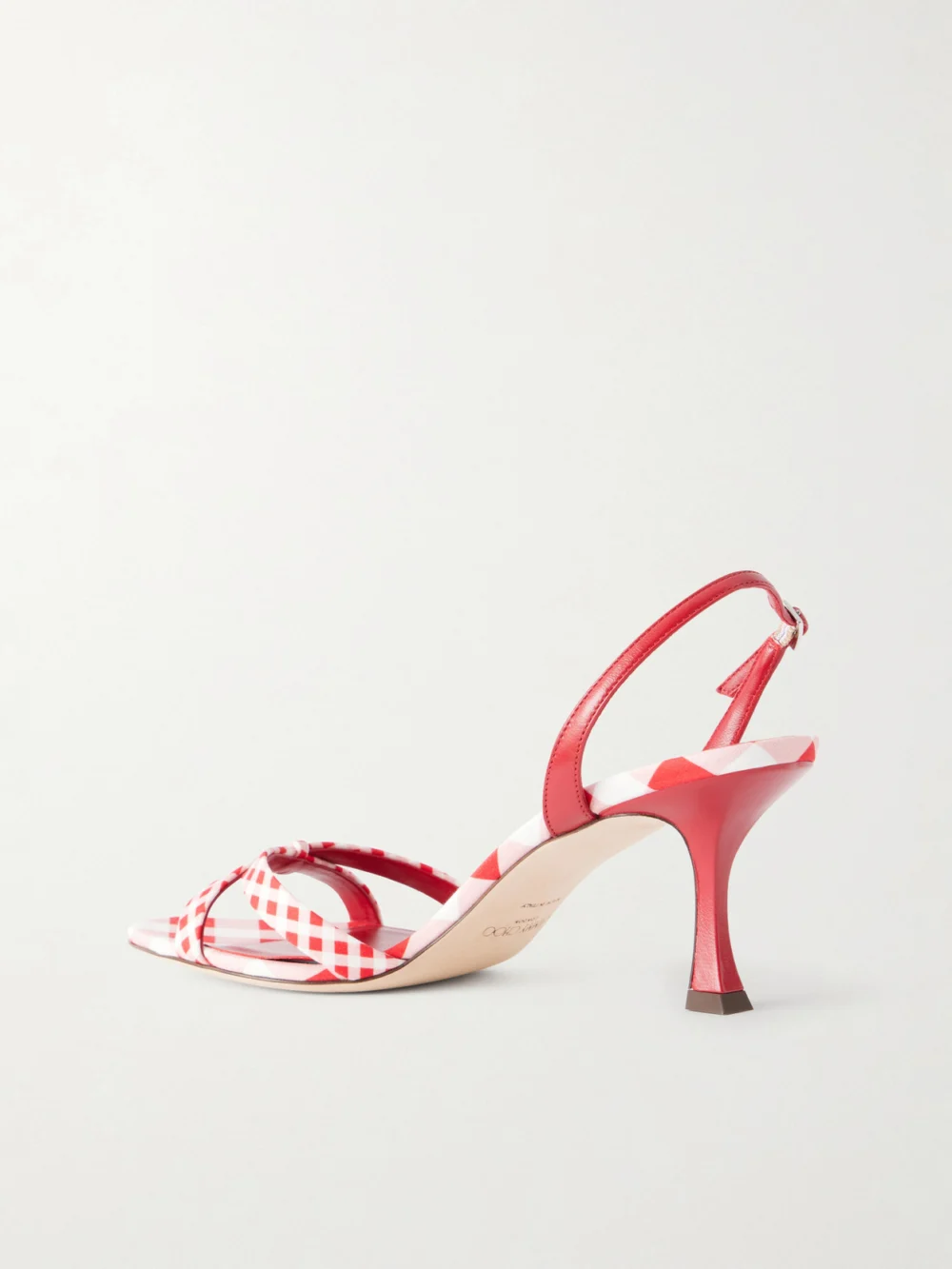 Back view of the Jimmy Choo Elsy 70 Leather-trimmed Twill Slingback Sandals