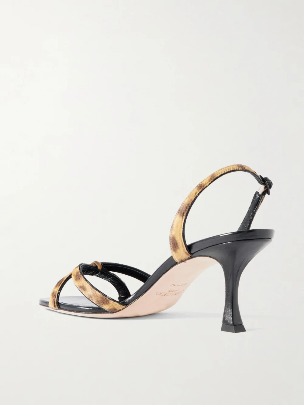 Back view of the Jimmy Choo Elsy 70 Leopard-print Calf Hair Slingback Sandals