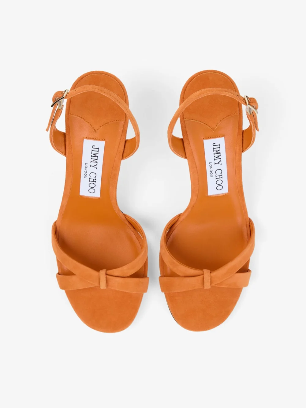 Jimmy Choo Elsy 70 Sunset Orange Suede Crossover Slingbacks, another view